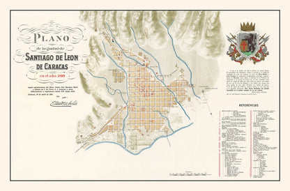 Vintage Map of Caracas, Venezuela, 1810