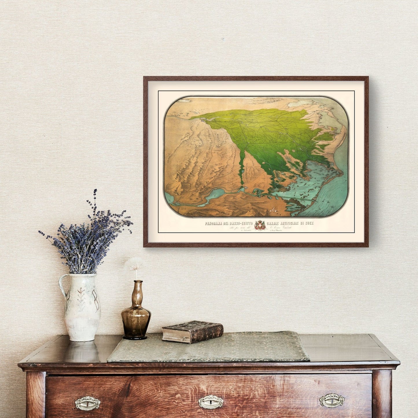 Vintage Map of the Suez Canal, 1869