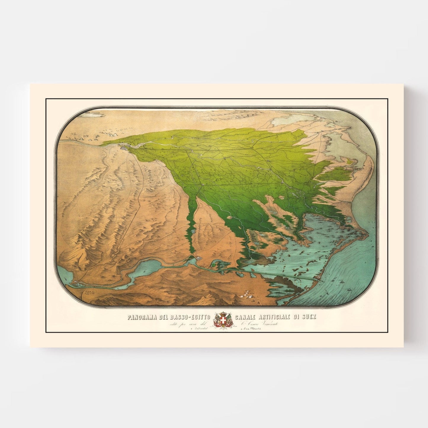 Vintage Map of the Suez Canal, 1869