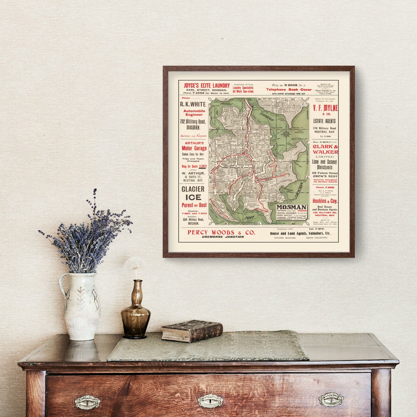 Vintage Map of Sydney, Australia, 1925