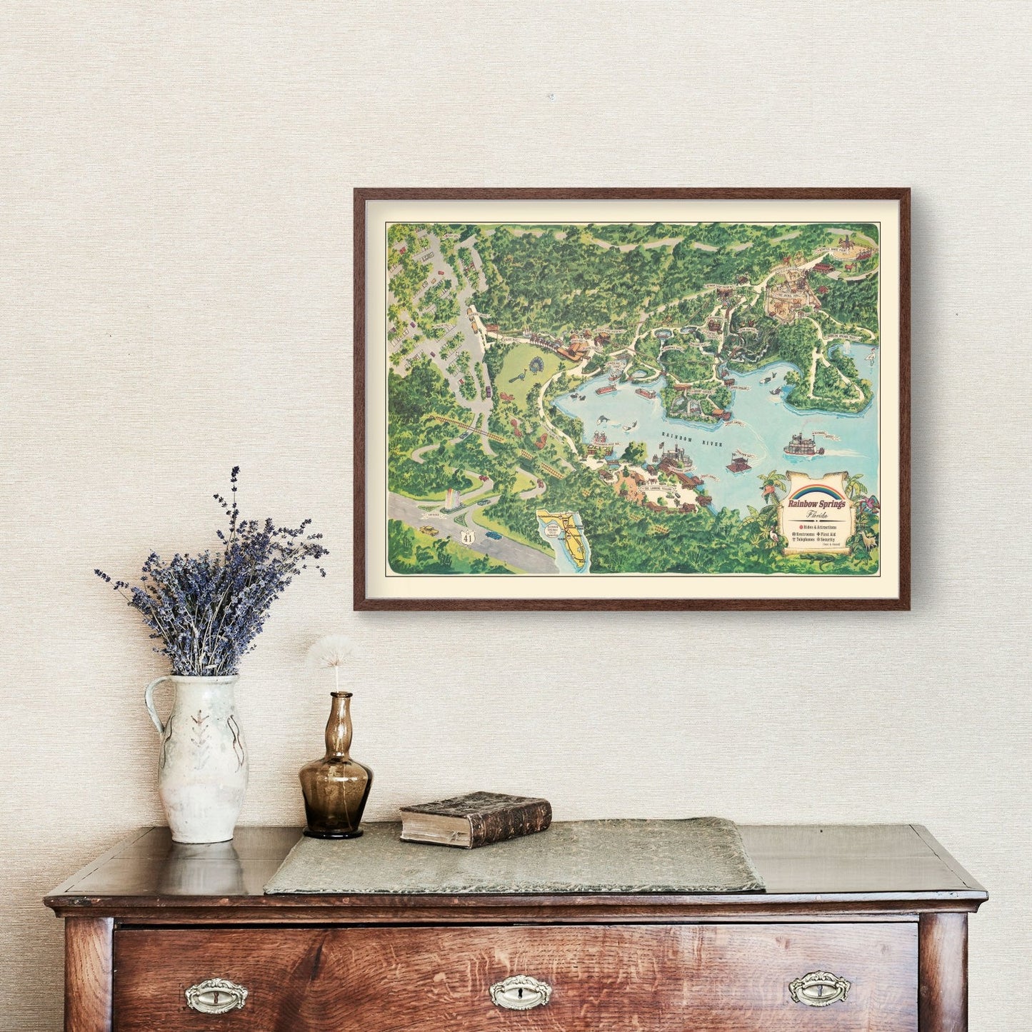 Vintage Rainbow Springs, Florida Map, 1967