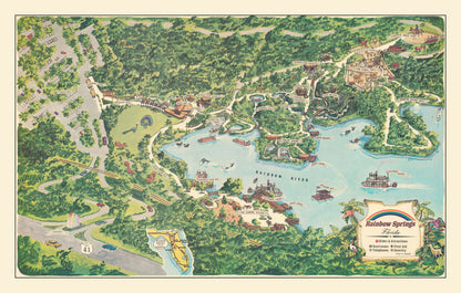 Vintage Rainbow Springs, Florida Map, 1967