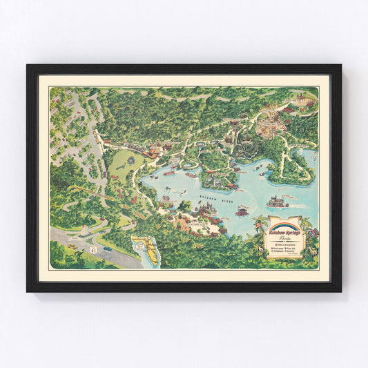 vintage map of Rainbow Springs, Florida, 1967, central Florida springs