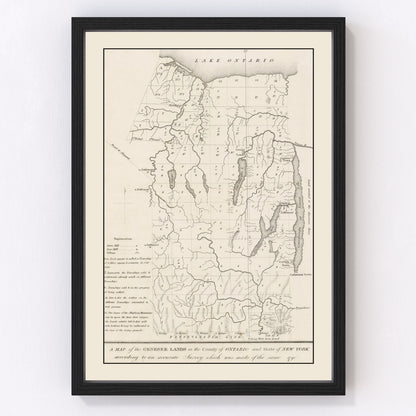Restored vintage map of the Finger Lakes Region, New York, 1849
