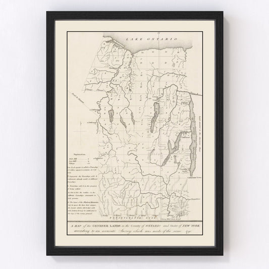 Restored vintage map of the Finger Lakes Region, New York, 1849