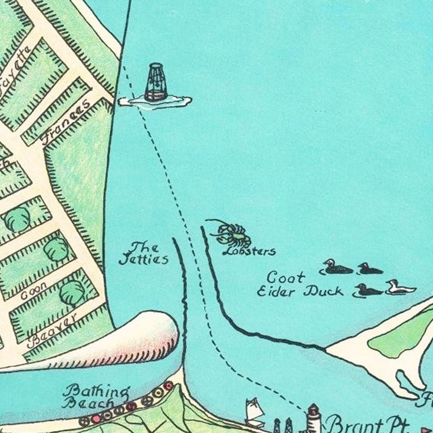 Vintage Pictorial Map of Nantucket, Massachusetts, 1964