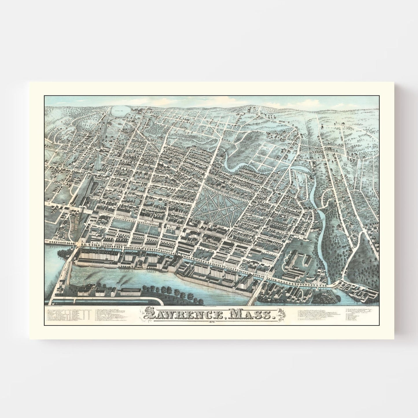 Vintage Map of Lawrence, Massachusetts, 1878