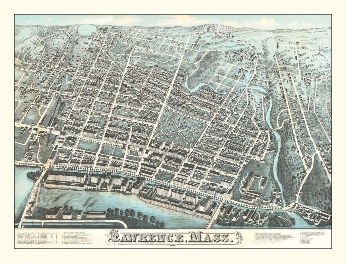 Vintage Map of Lawrence, Massachusetts, 1878