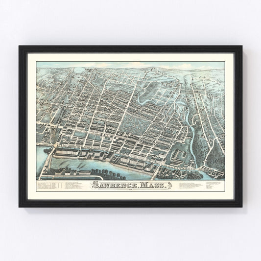Vintage map of Lawrence, Massachusetts, 1878