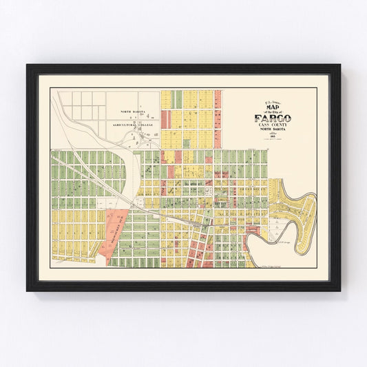 vintage map of Fargo, North Dakota, 1915