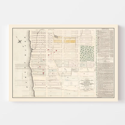 Vintage Upper West Side Manhattan New York Map, 1874