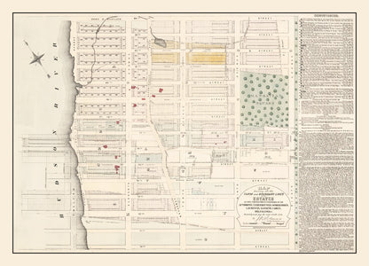 Vintage Upper West Side Manhattan New York Map, 1874