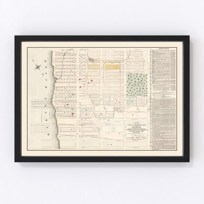 Vintage 1874 map of Upper West Side Manhattan New York City, restored cartographic print
