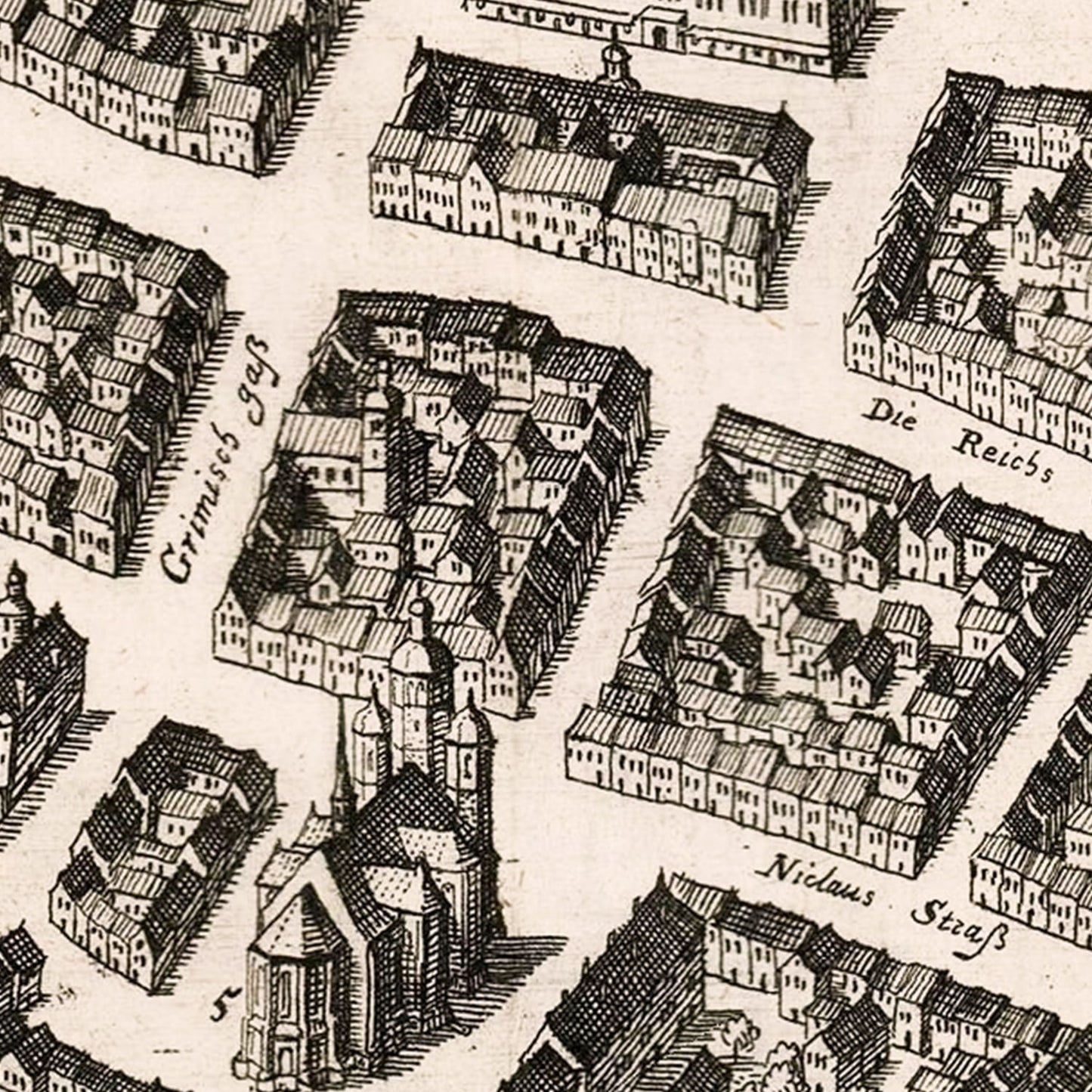 Vintage Map of Leipzig, Germany, 1637