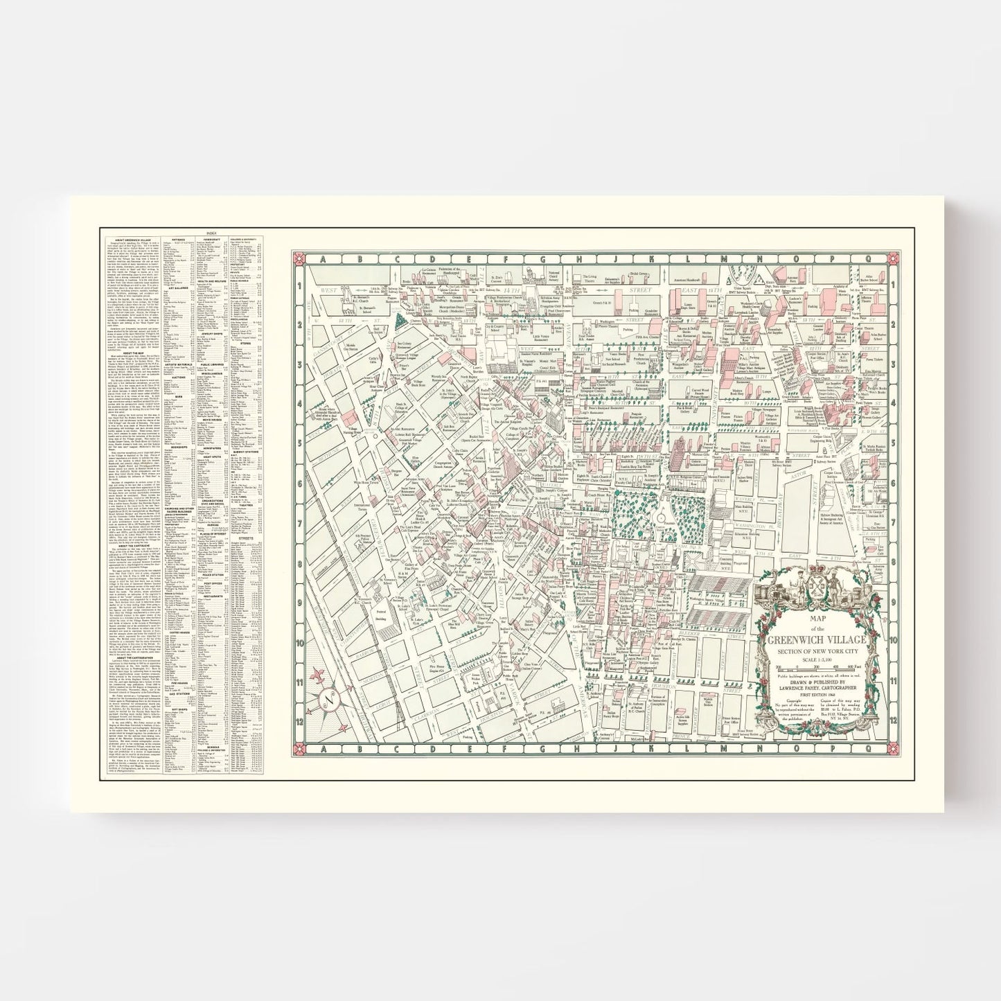 Vintage Greenwich Village, New York City Map, 1960