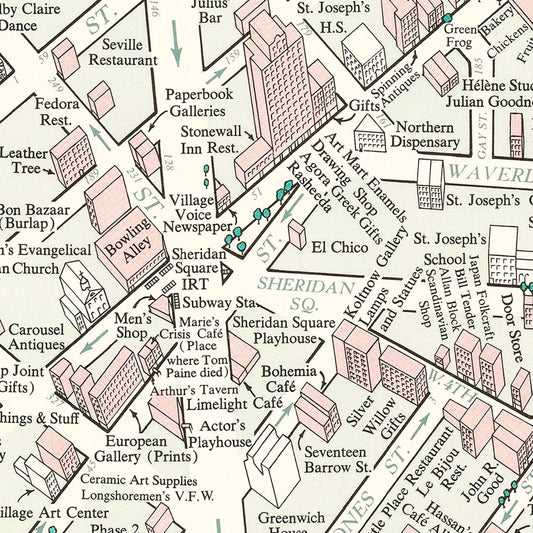 Vintage Greenwich Village, New York City Map, 1960