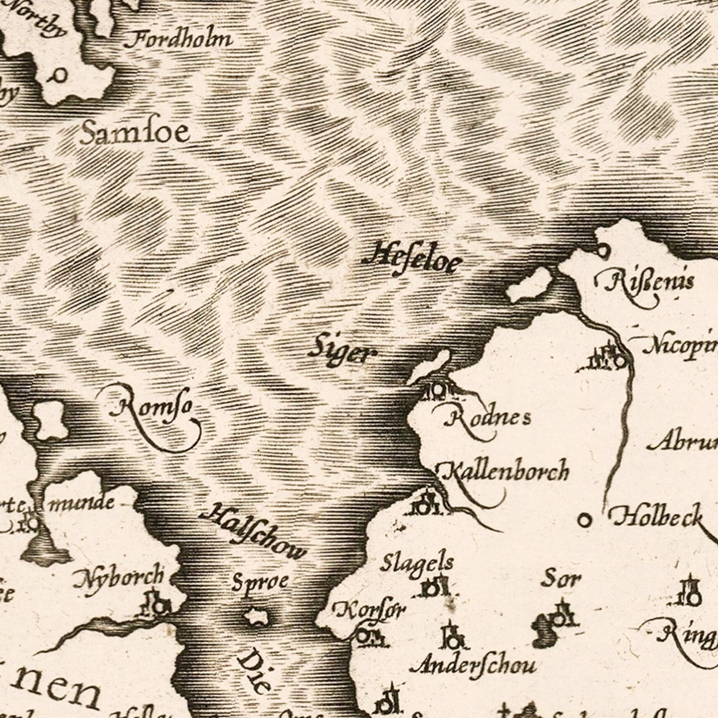 Vintage Map of Denmark, 1595