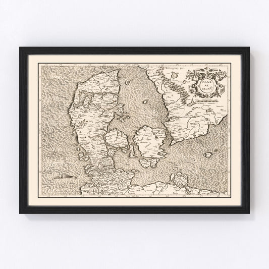 vintage map of Denmark, 1595