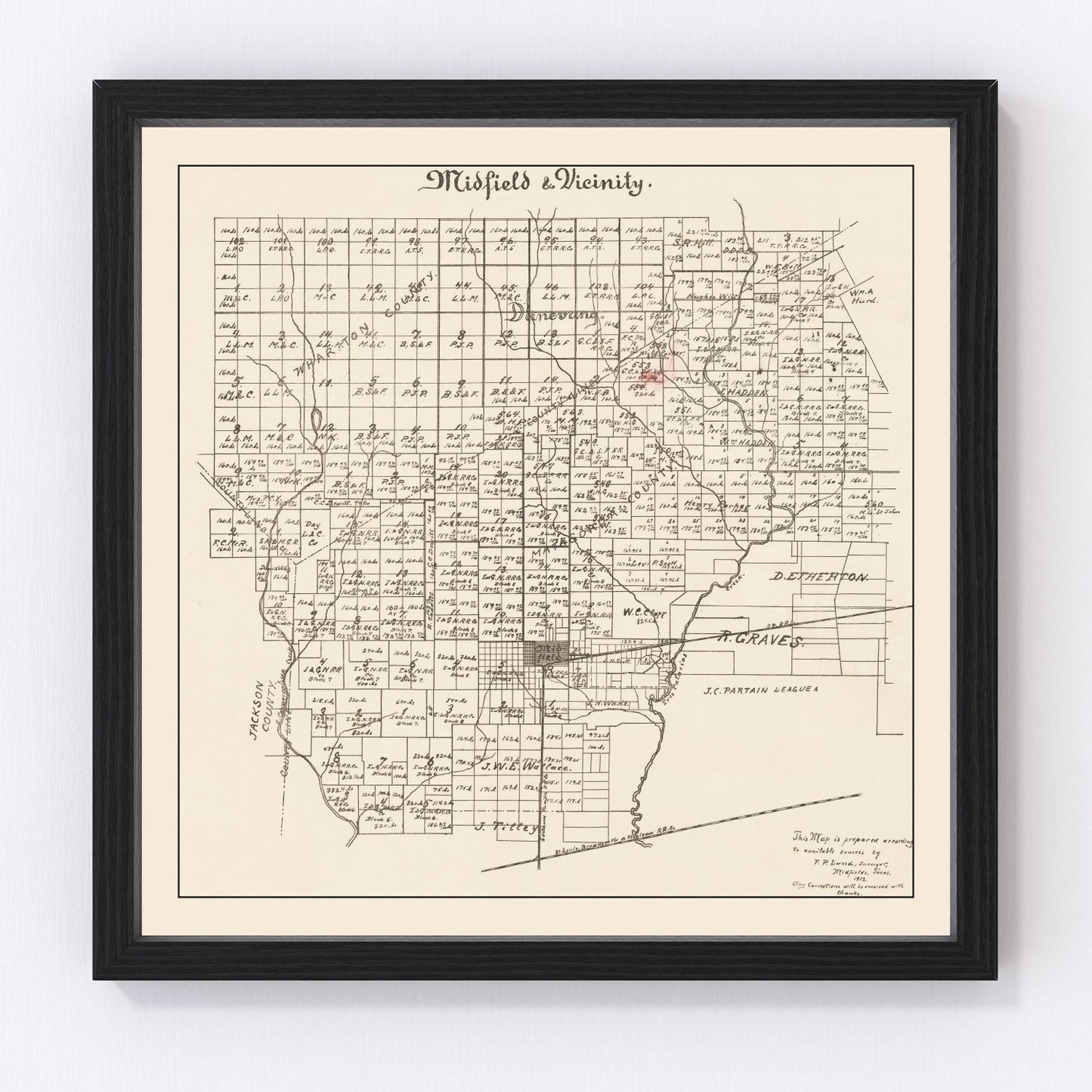 vintage map of Midfield, Texas, 1912