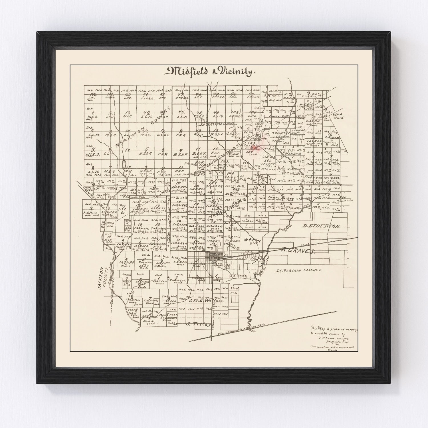vintage map of Midfield, Texas, 1912