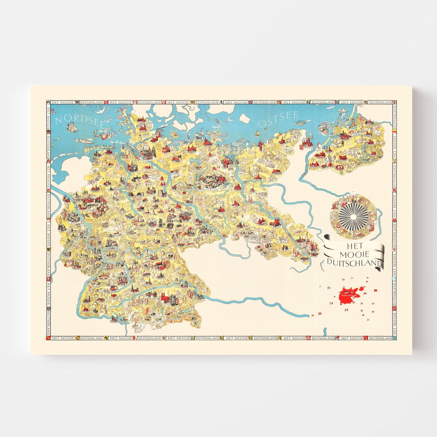 Vintage Propaganda Tourist Map of Germany, 1936