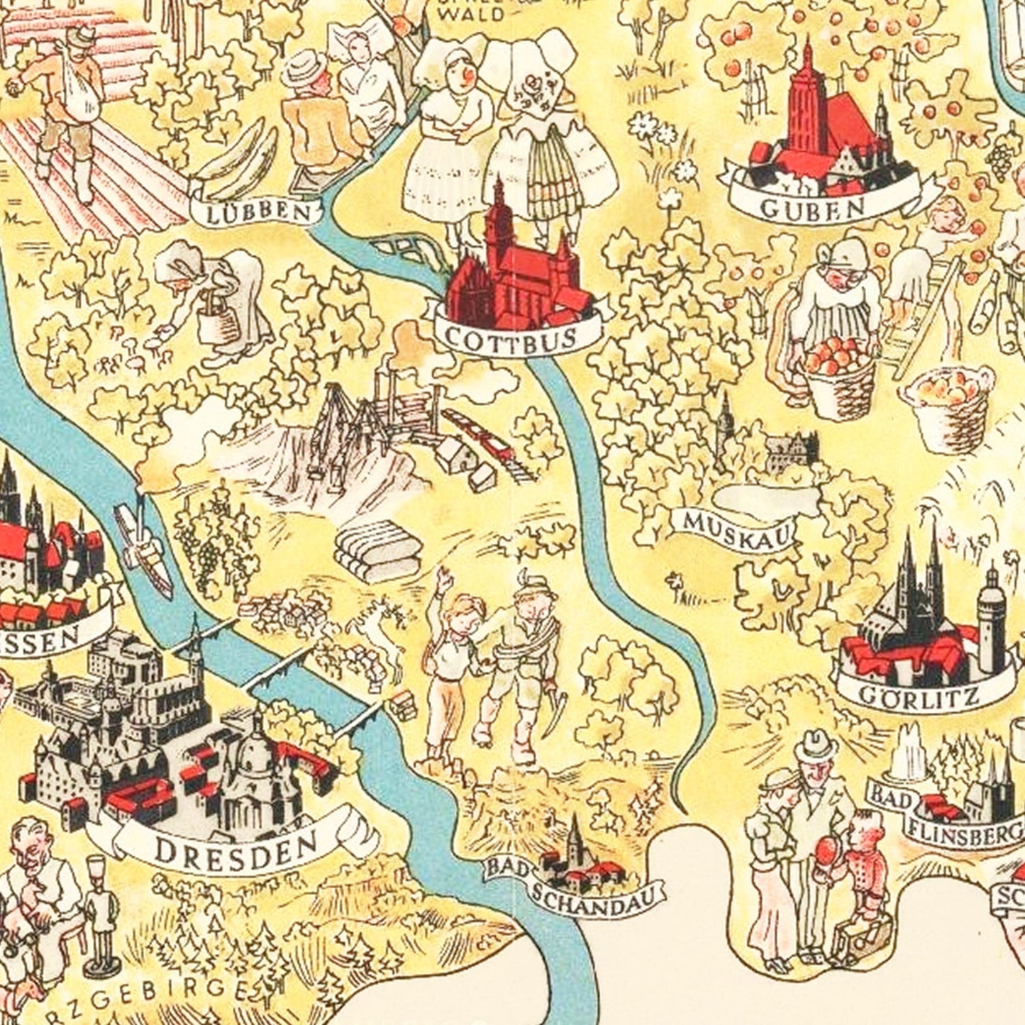Vintage Propaganda Tourist Map of Germany, 1936