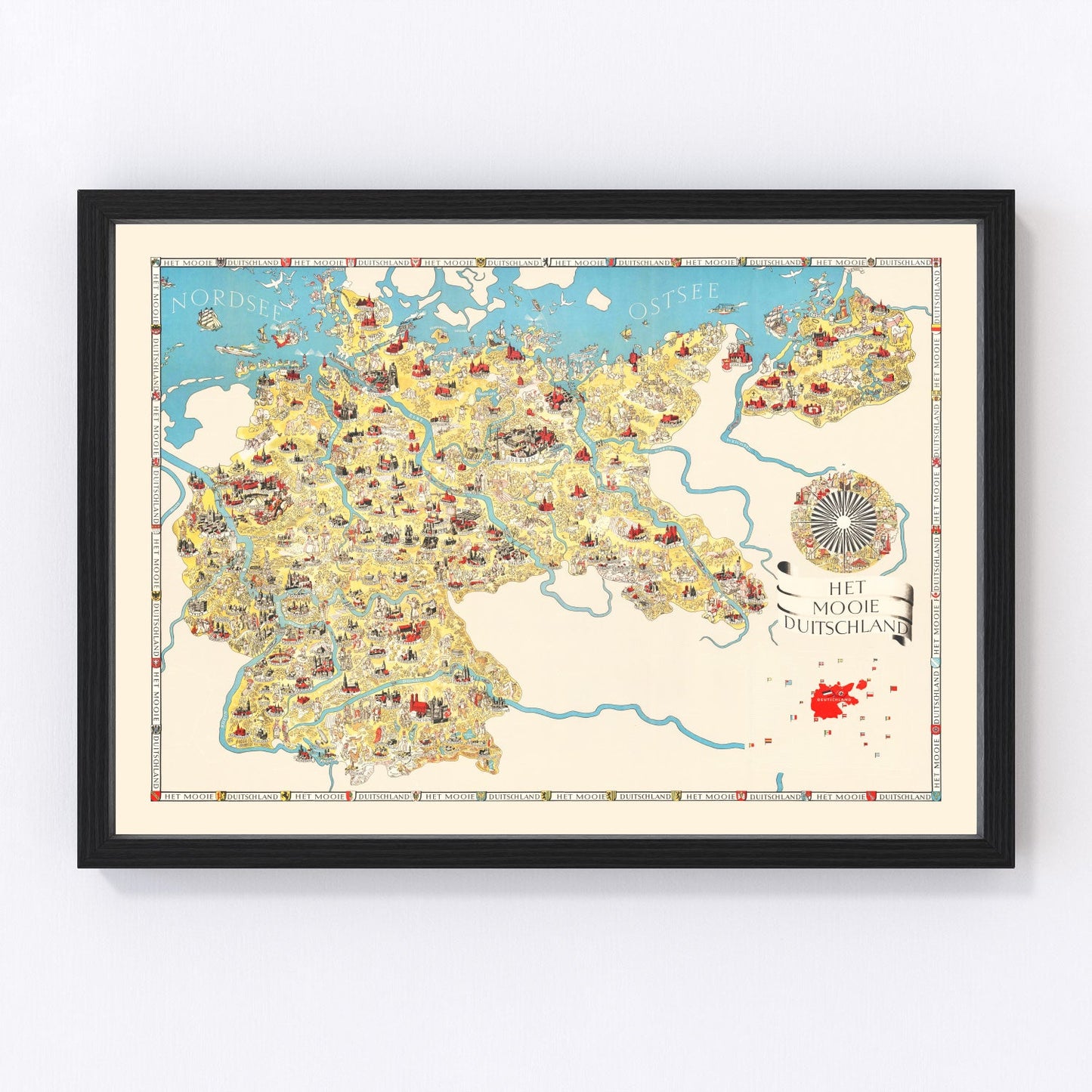 vintage propaganda tourist map of Germany, 1936