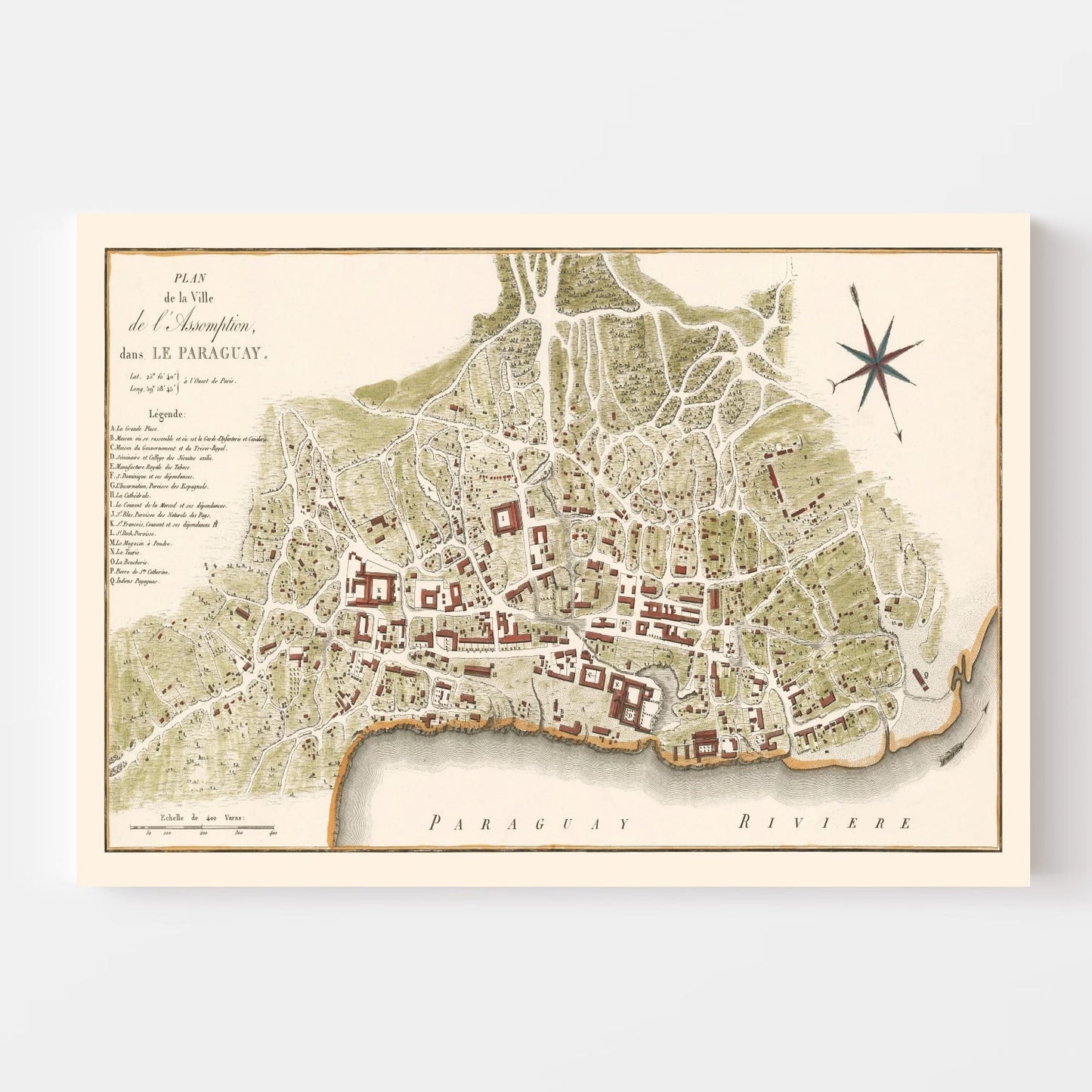 Vintage Map of Asuncion, Paraguay, 1809