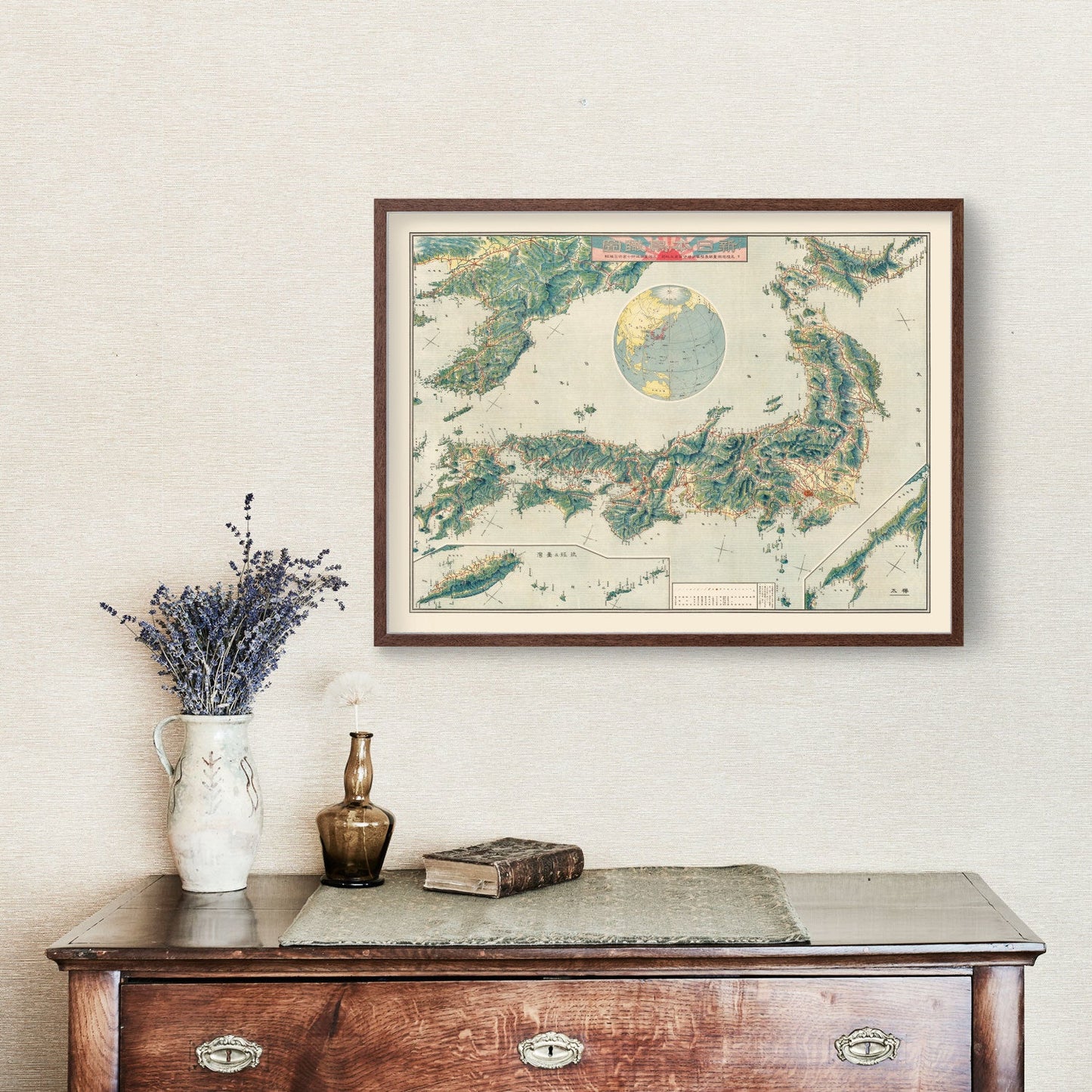 Vintage Bird's Eye View Railroad Map of Japan, 1920