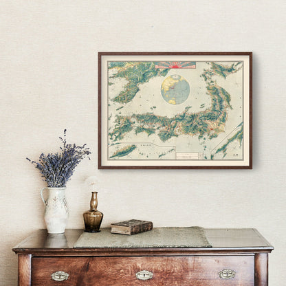 Vintage Bird's Eye View Railroad Map of Japan, 1920