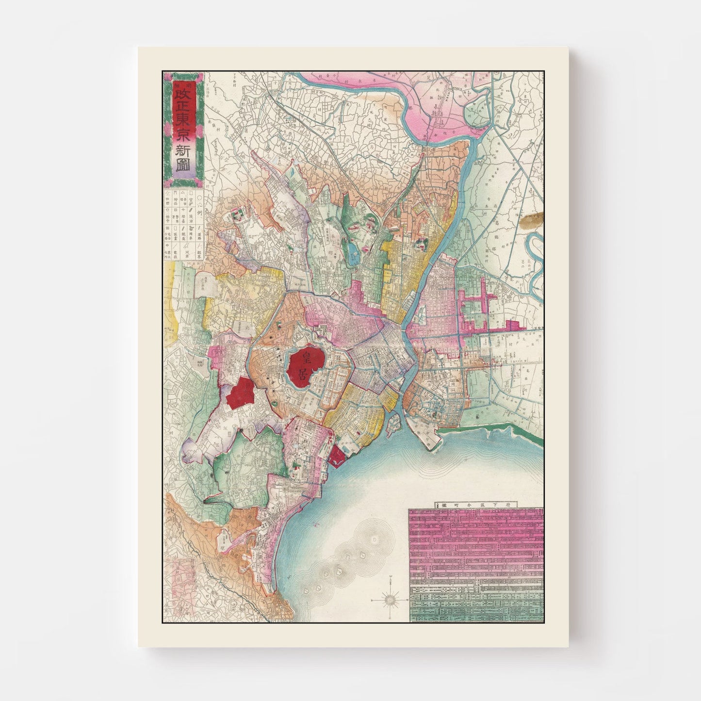 Vintage Map of Tokyo, Japan, 1887