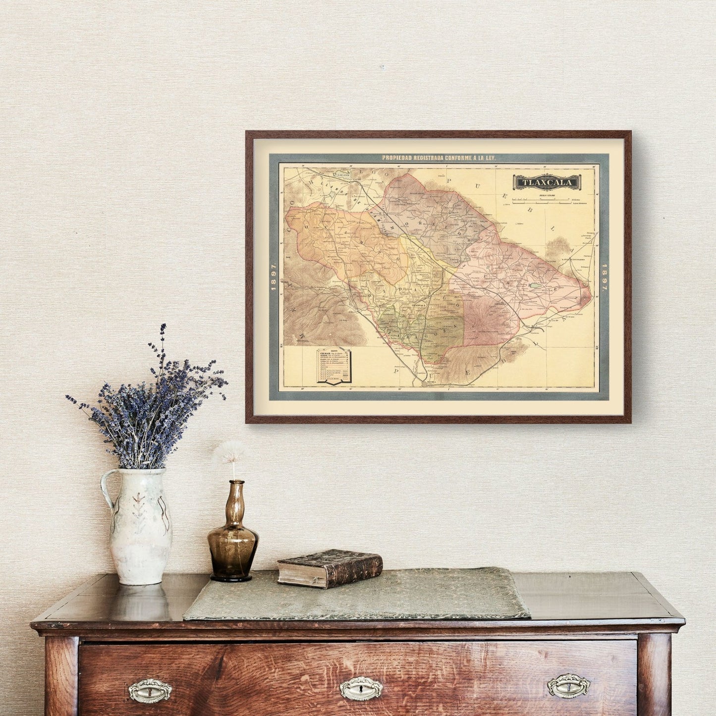 Vintage Map of Tlaxcala, Mexico, 1897