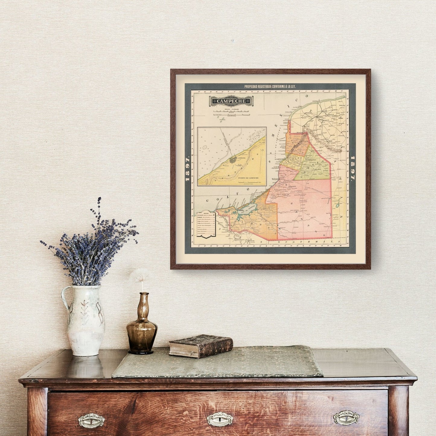 Vintage Map of Campeche, Mexico, 1897