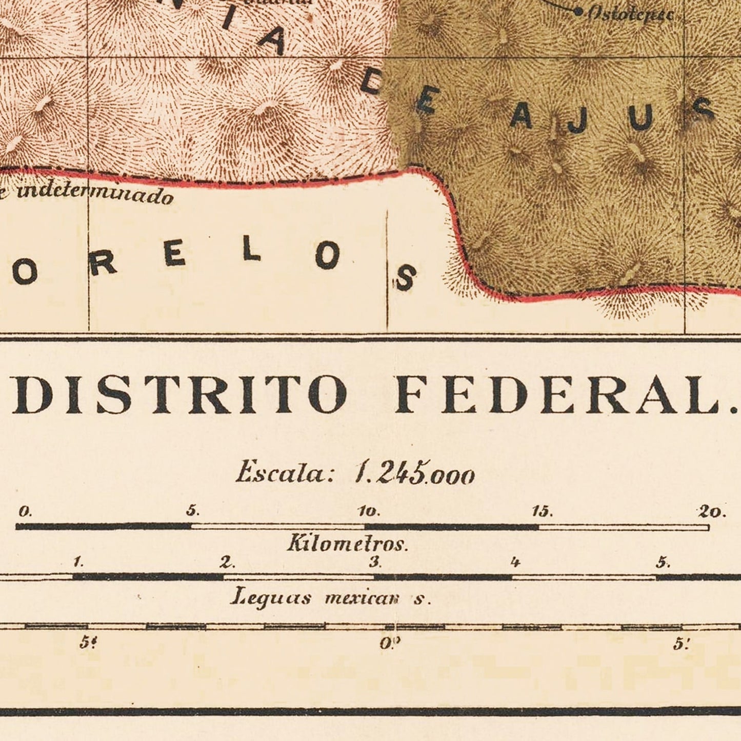 Vintage Map of Mexico City, Mexico, 1897
