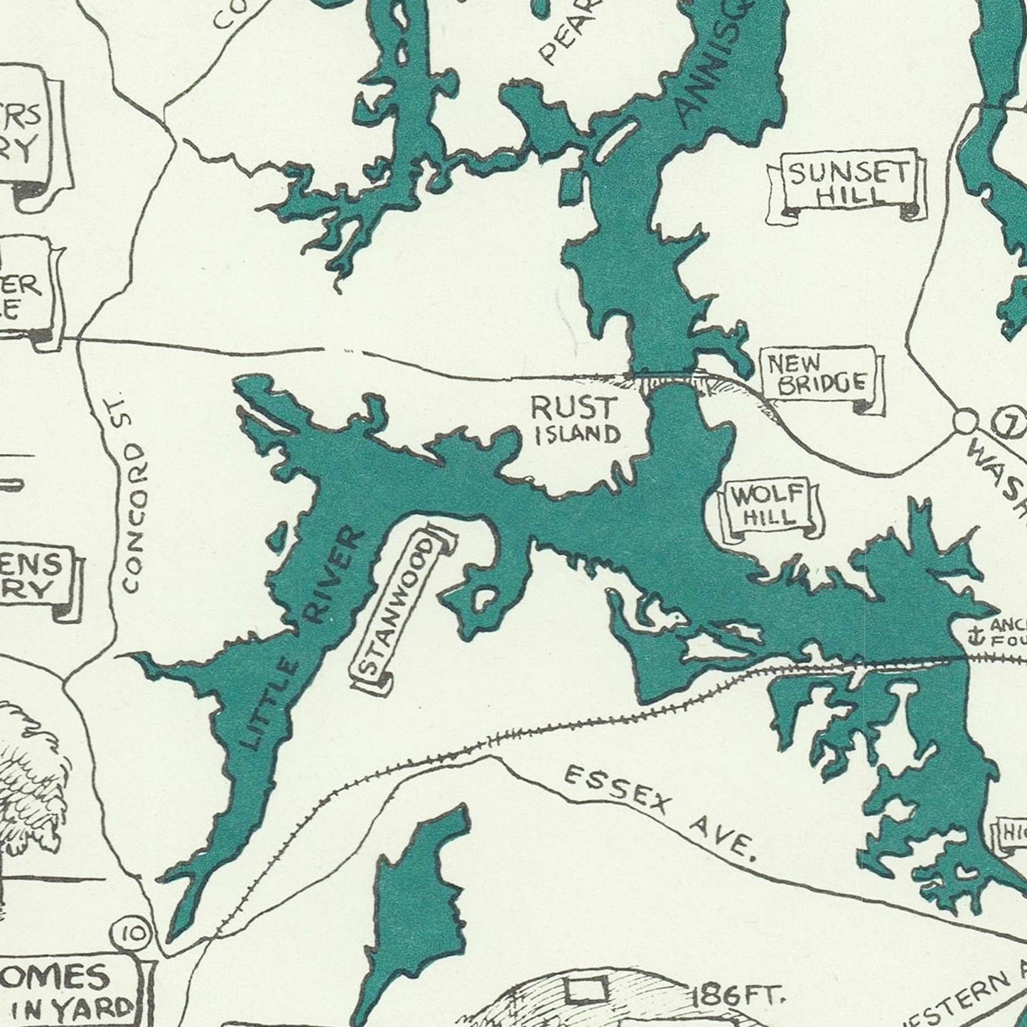Vintage Pictorial Map of Cape Ann, Massachusetts, 1947