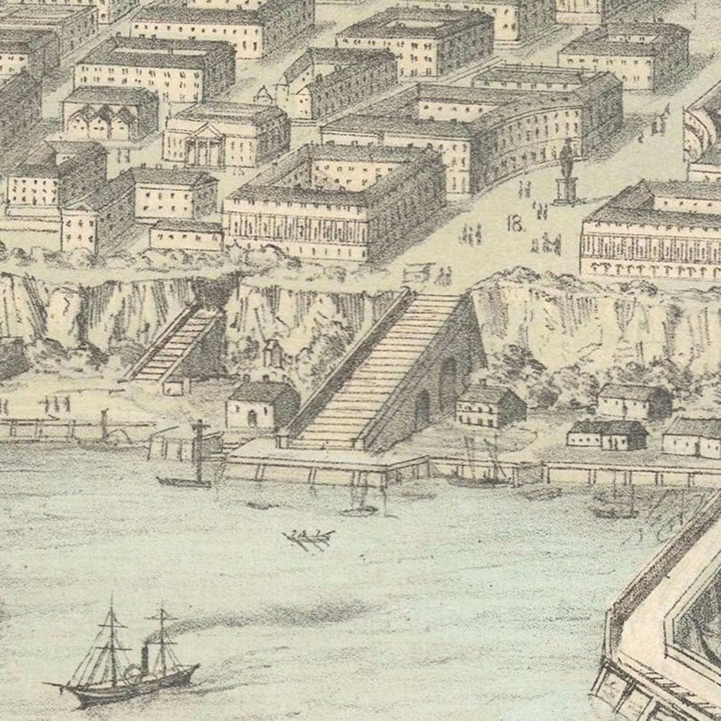 Vintage Map of Odesa, Ukraine, 1854