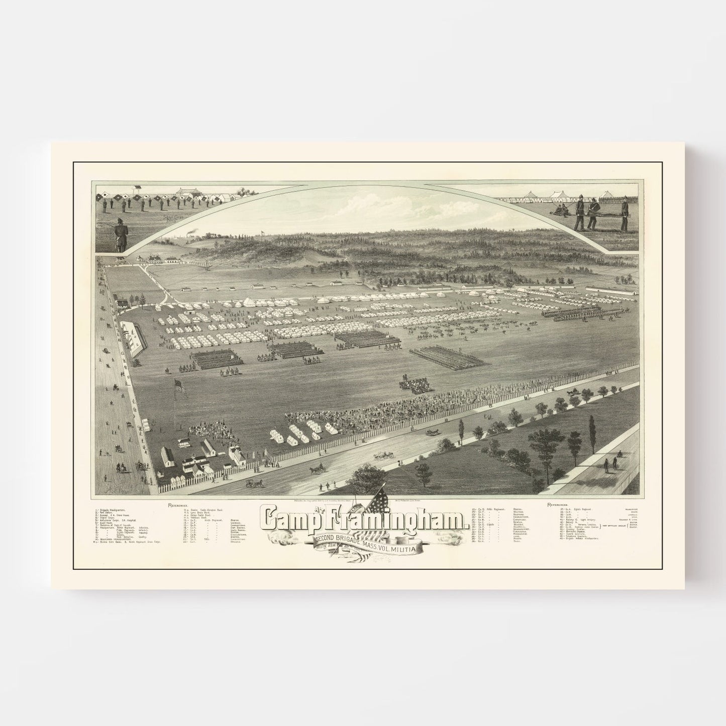 Vintage Map of Camp Framingham, Massachusetts, 1885
