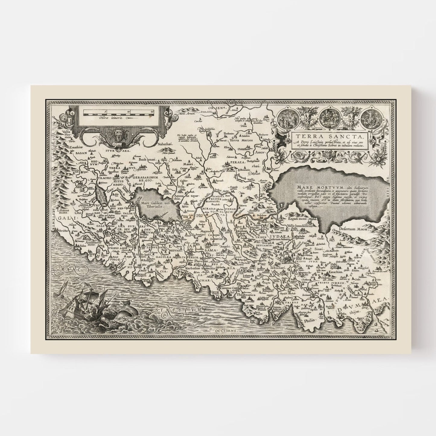 Vintage Israel and Palestine Map, 1584