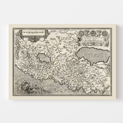 Vintage Israel and Palestine Map, 1584