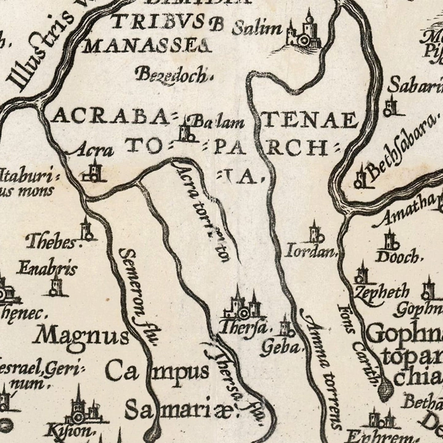 Vintage Israel and Palestine Map, 1584