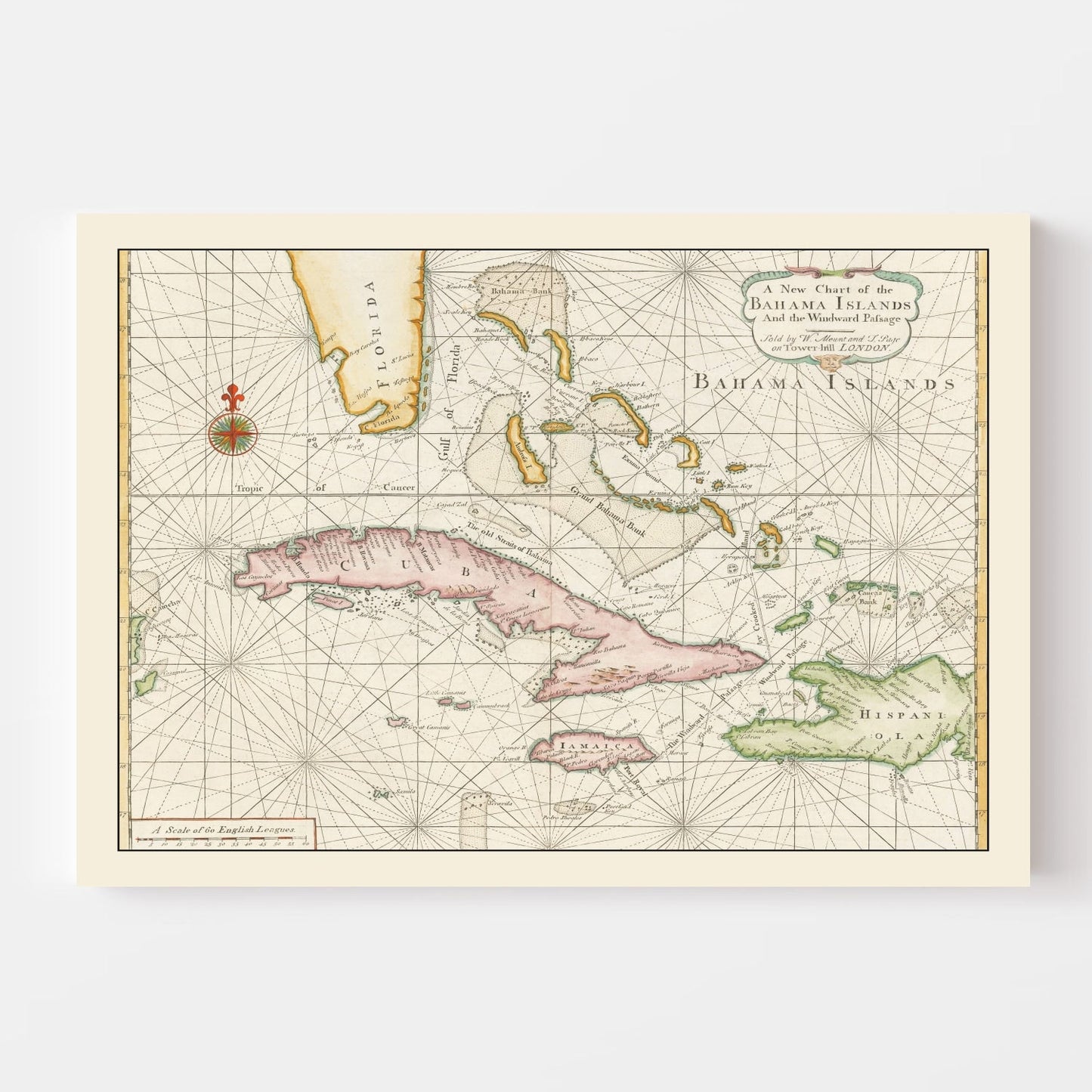 Vintage Map of the Bahamas, 1737