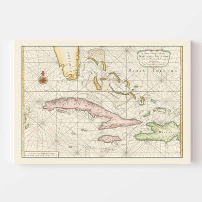 Vintage Map of the Bahamas, 1737