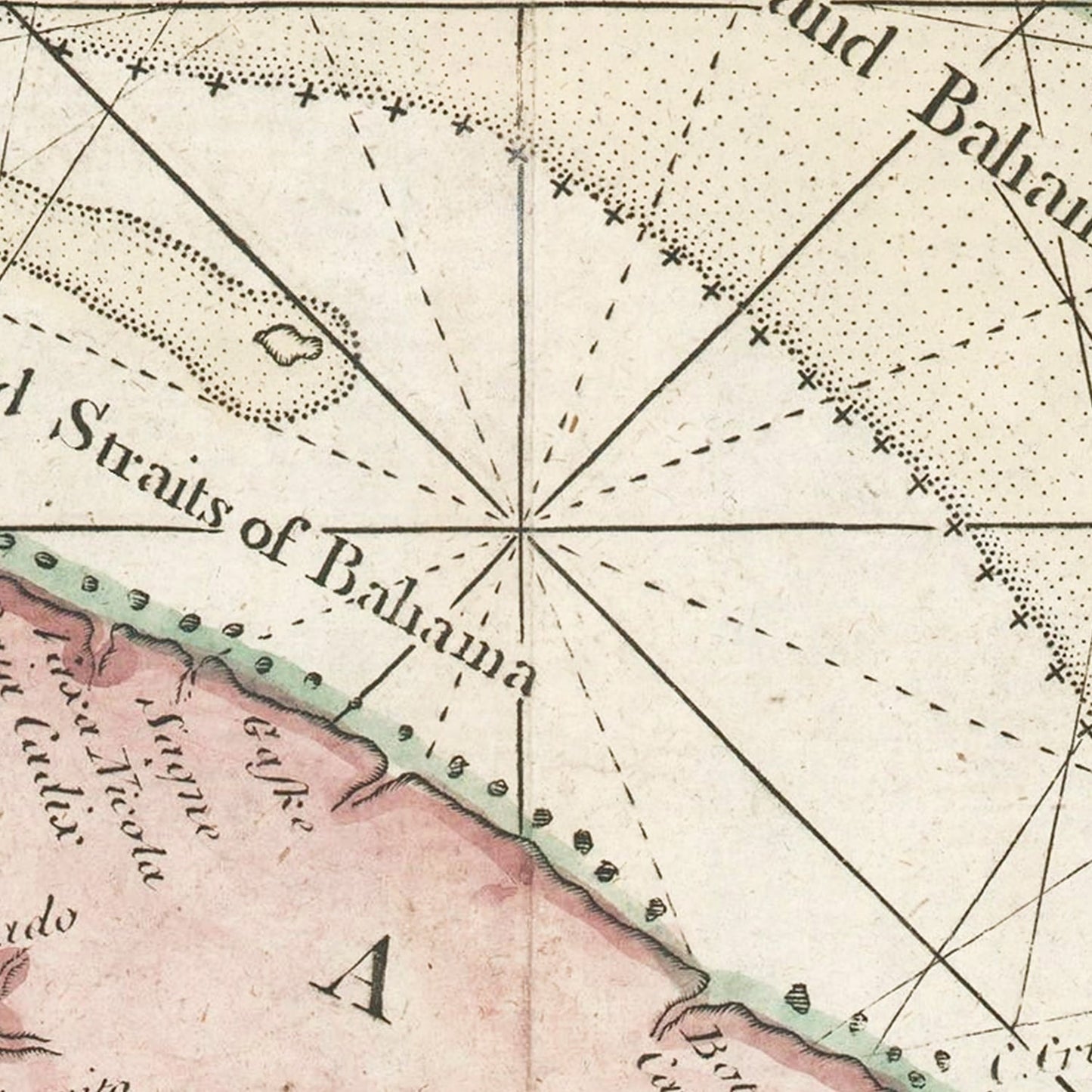 Vintage Map of the Bahamas, 1737