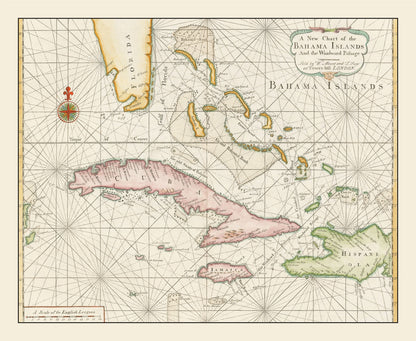 Vintage Map of the Bahamas, 1737