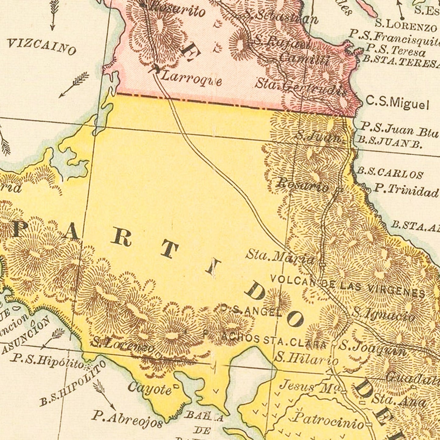 Vintage Map of Baja California, Mexico, 1897