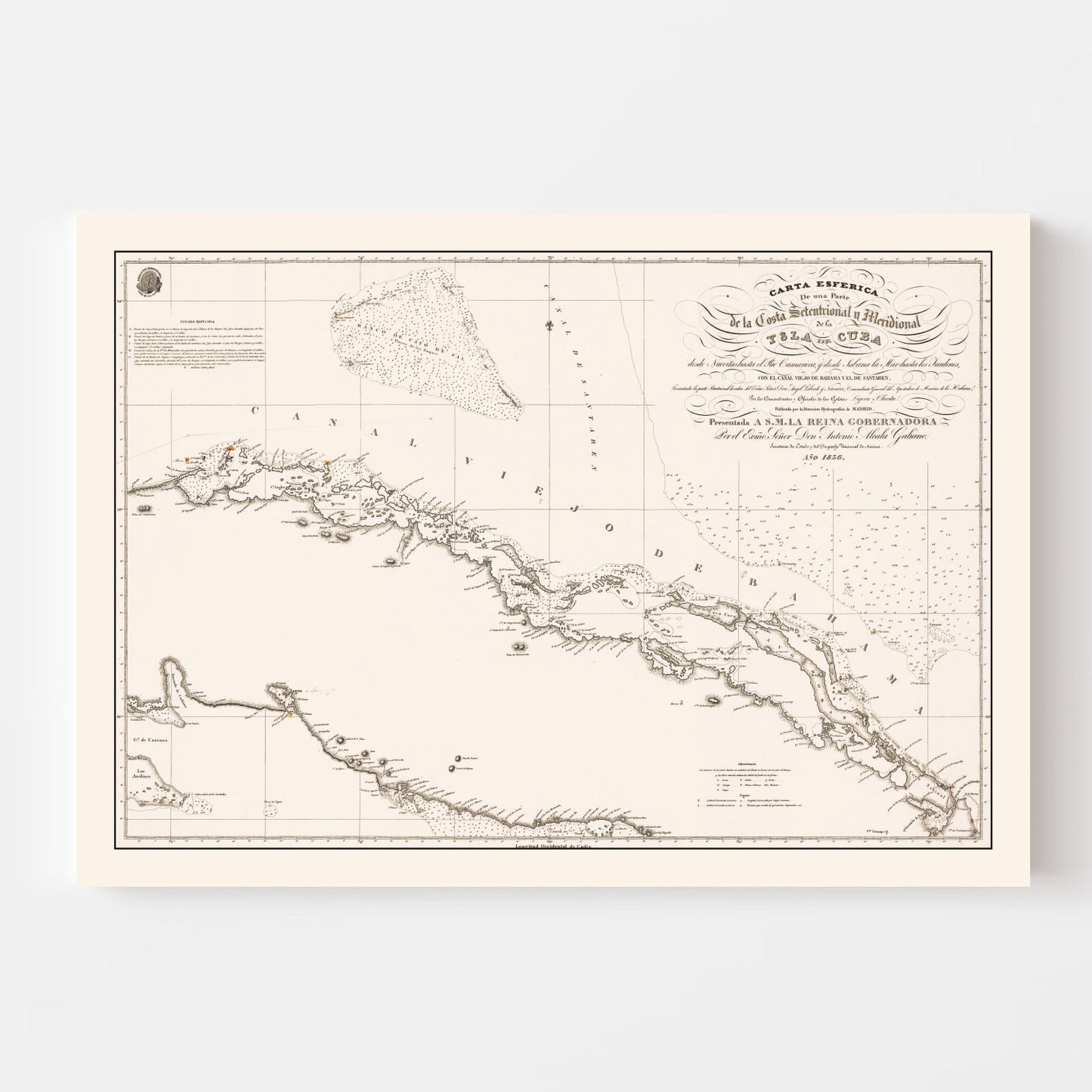 Vintage Map of Cuba 1836