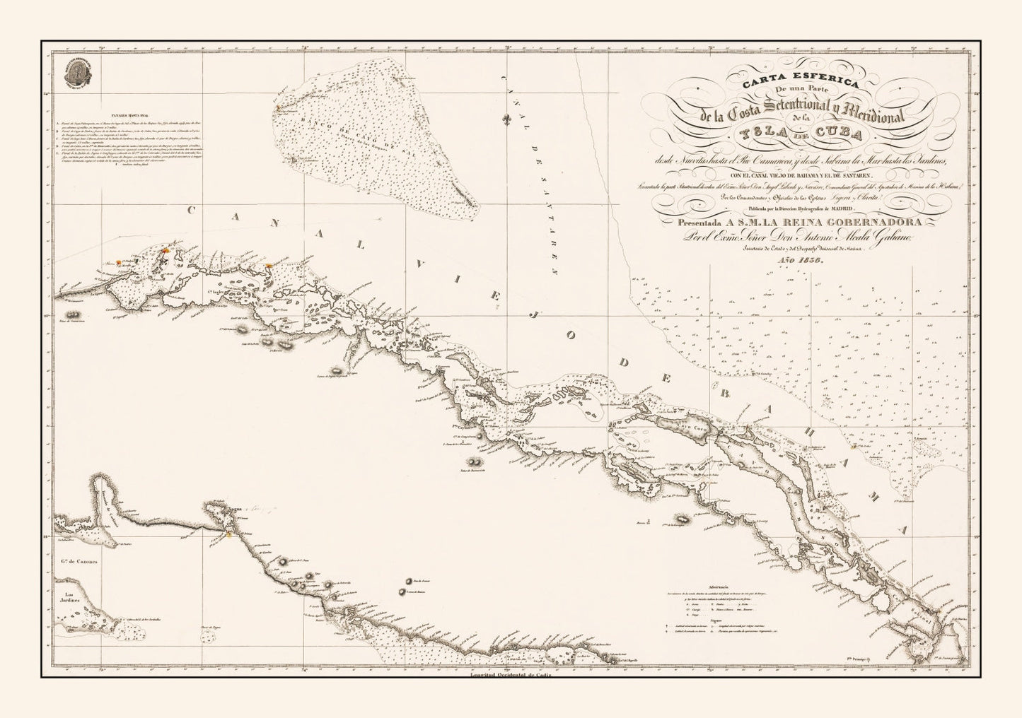 Vintage Map of Cuba 1836