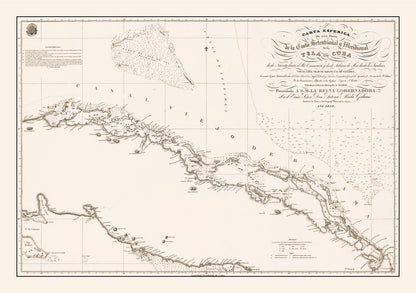 Vintage Map of Cuba 1836