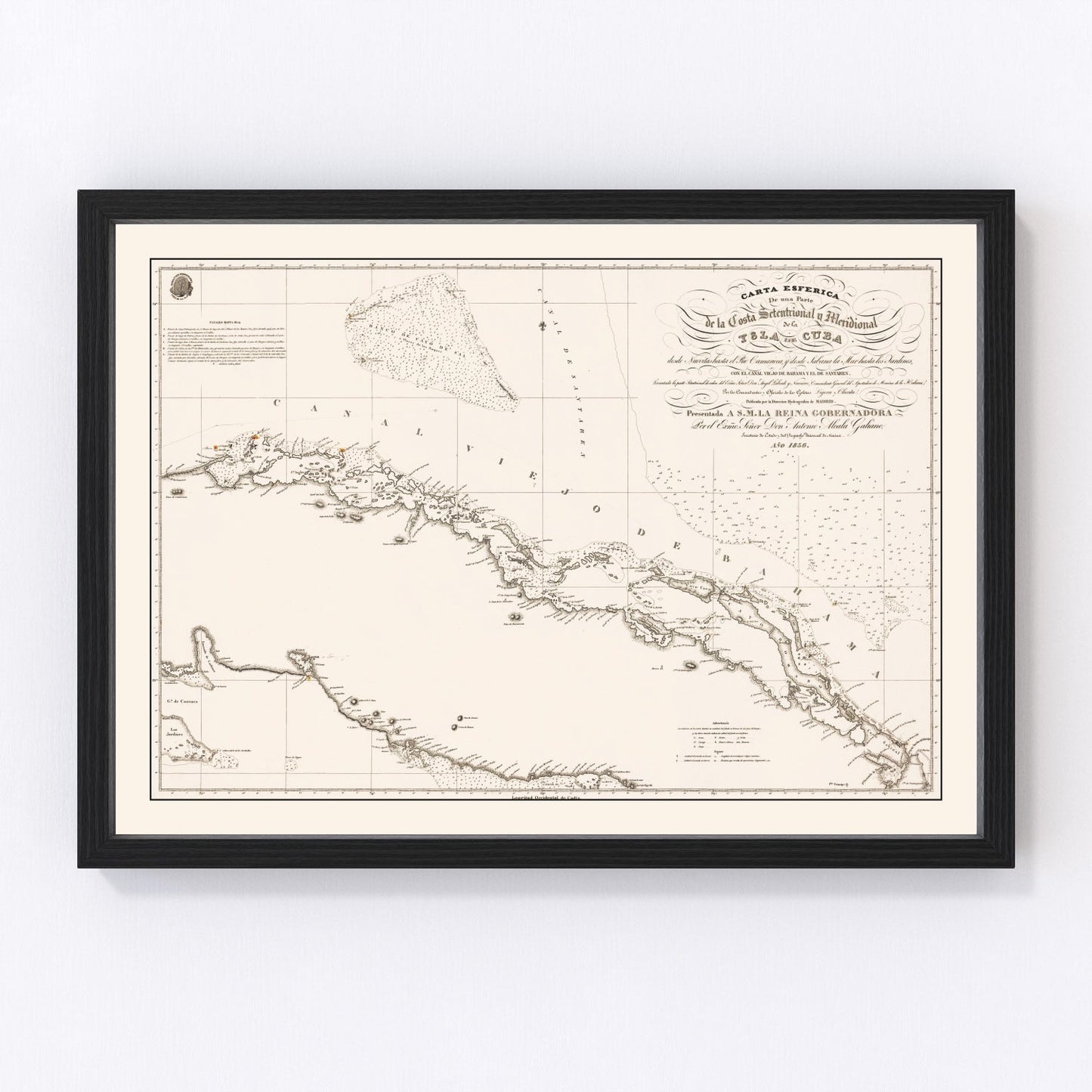 Vintage restored map of Cuba, 1836, Spanish colonial Caribbean island cartography