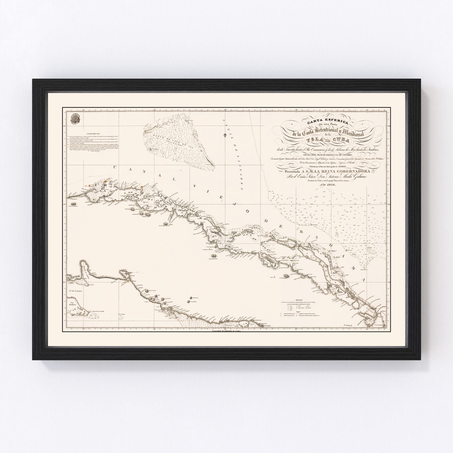 Vintage restored map of Cuba, 1836, Spanish colonial Caribbean island cartography